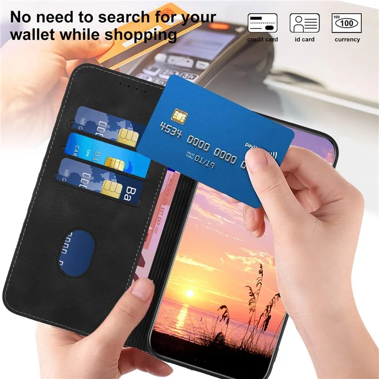 YX0060 Leather Case for Honor 90 Phone Wallet Stand Elephant Head Imprinted - Black
