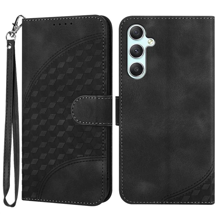 YX0060 For Samsung Galaxy A34 5G Leather Phone Case Wallet Elephant Head Imprinted - Black