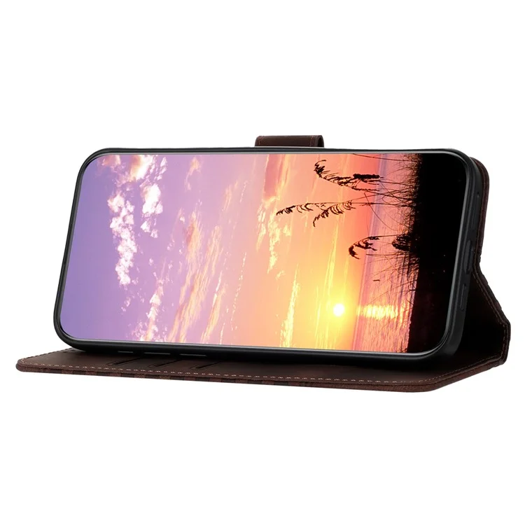 Étui pour téléphone portable Samsung Galaxy S24 Ultra YX0060 - Motif tête d'éléphant imprimé sur cuir - Couleur café