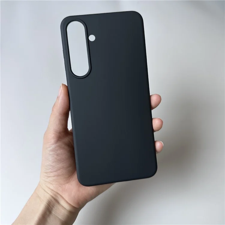 For Samsung Galaxy S24 Cell Phone Case Glossy Anti-scratch TPU Phone Cover (Big Rear Lens Hole) - Black