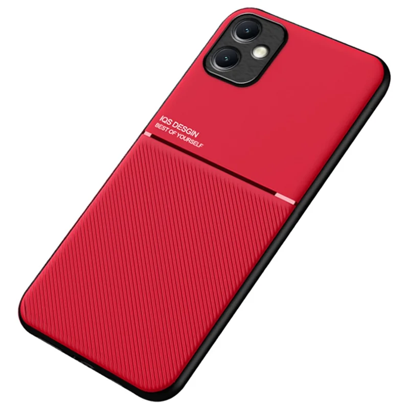 PU+TPU+PC Phone Cover for Samsung Galaxy A05 4G Case with Magnetic Holder Metal Sheet - Red