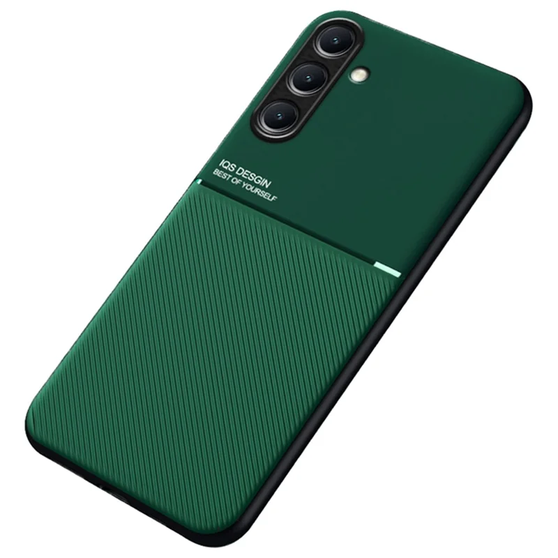 For Samsung Galaxy S24+ Case PU+TPU+PC Back Cover with Magnetic Holder Metal Sheet - Green