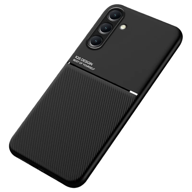 For Samsung Galaxy S24+ Case PU+TPU+PC Back Cover with Magnetic Holder Metal Sheet - Black