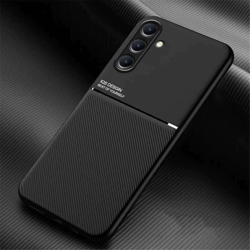 For Samsung Galaxy S24+ Case PU+TPU+PC Back Cover with Magnetic Holder Metal Sheet - Black
