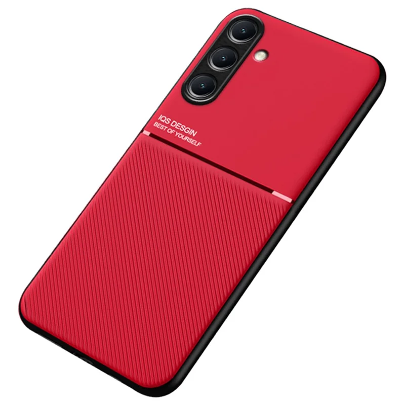 For Samsung Galaxy S24+ Case PU+TPU+PC Back Cover with Magnetic Holder Metal Sheet - Red