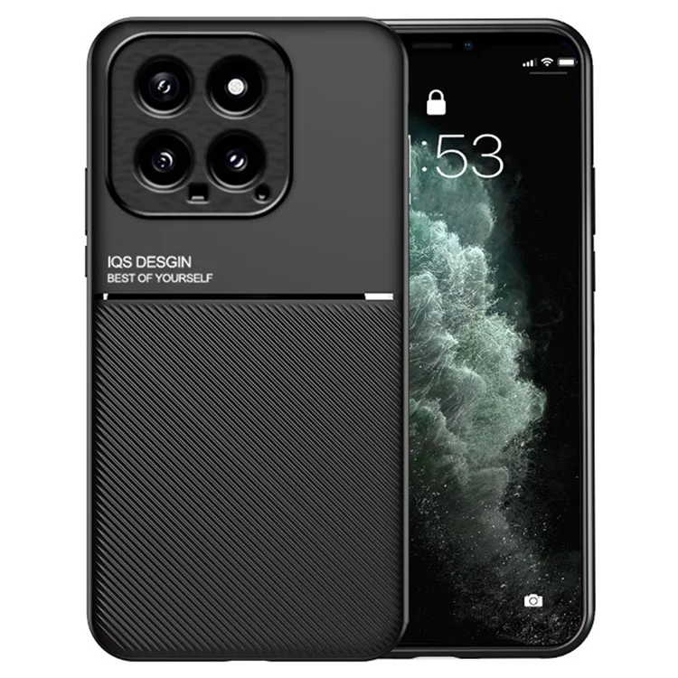 Para Xiaomi 14 Case Prova de Quedas Capa de Telefone Móvel com Suporte Magnético de Metal - Preto