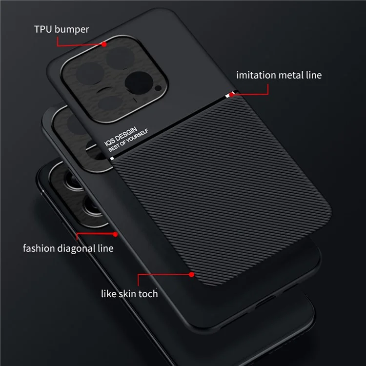 Para Xiaomi 14 Case Prova de Quedas Capa de Telefone Móvel com Suporte Magnético de Metal - Preto
