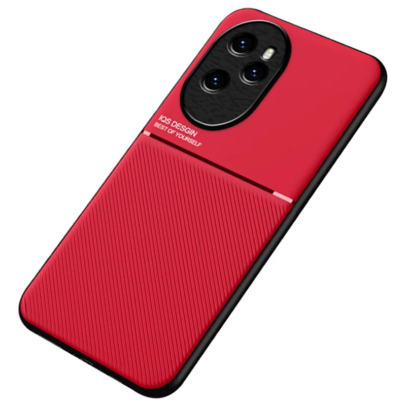 For Honor 100 Pro 5G Case Back Protector Phone Cover with Magnetic Holder Metal Sheet - Red