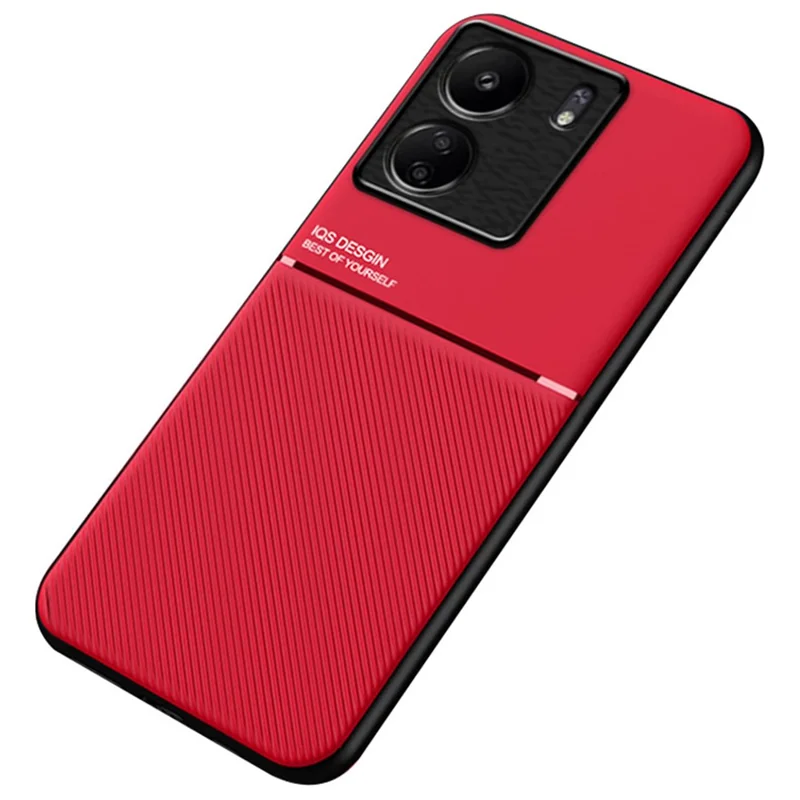 For Xiaomi Redmi 13C / Poco C65 4G Case Imprinted Lines Cell Phone Cover Works with Magnetic Car Mount - Red
