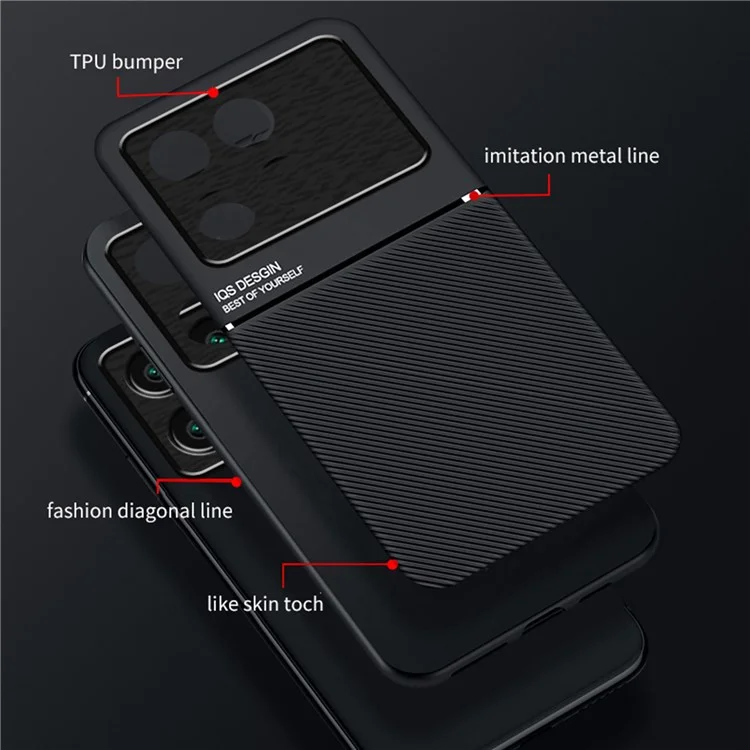 Capa de Celular para Xiaomi Poco F6 Pro 5G / Redmi K70 5G / K70 Pro 5G Case Funciona com Suporte de Carro Magnético - Vermelho