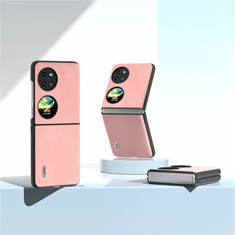 ABEEL Für Huawei Pocket 2 Faltbare Handyhülle Retro Leder+PC Cover - Pink