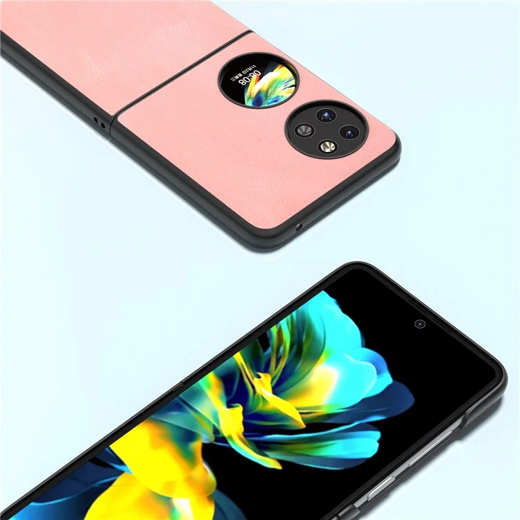 ABEEL Für Huawei Pocket 2 Faltbare Handyhülle Retro Leder+PC Cover - Pink