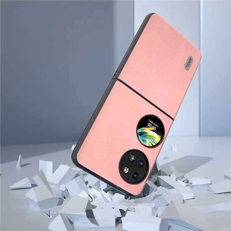 ABEEL Für Huawei Pocket 2 Faltbare Handyhülle Retro Leder+PC Cover - Pink