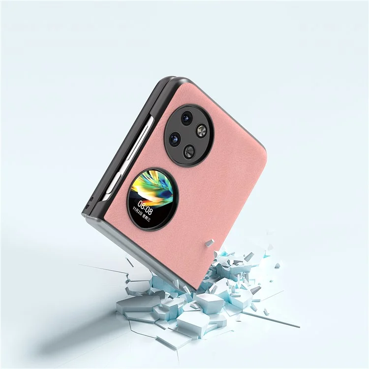 ABEEL Für Huawei Pocket 2 Faltbare Handyhülle Retro Leder+PC Cover - Pink