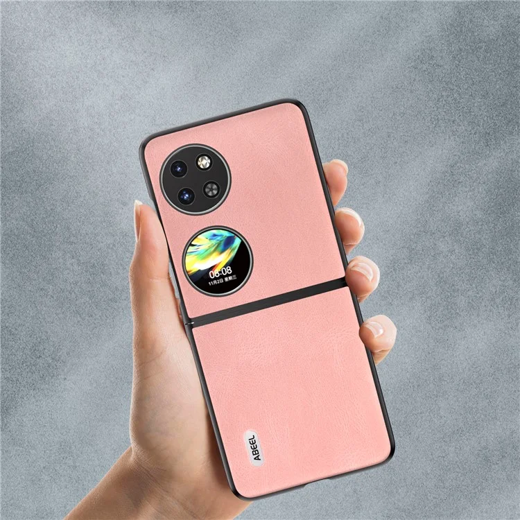 ABEEL Für Huawei Pocket 2 Faltbare Handyhülle Retro Leder+PC Cover - Pink