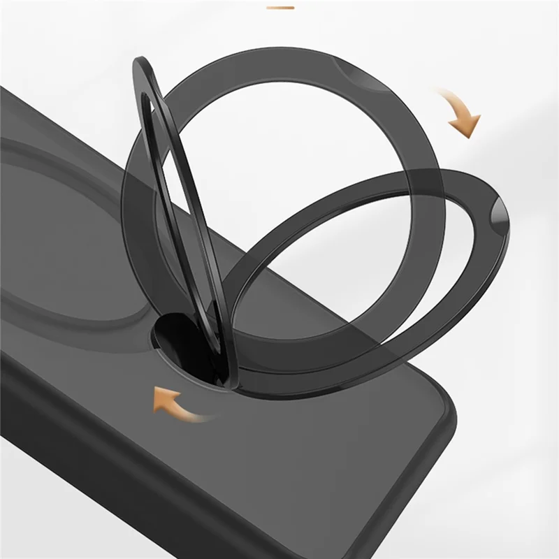 For Samsung Galaxy S24 Magnetic Phone Case 360 Degree Rotation Ring Kickstand - Black