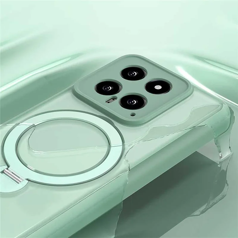 Magnetic Phone Case for Xiaomi 14 Ring Holder Kickstand PC+TPU Cover - Black