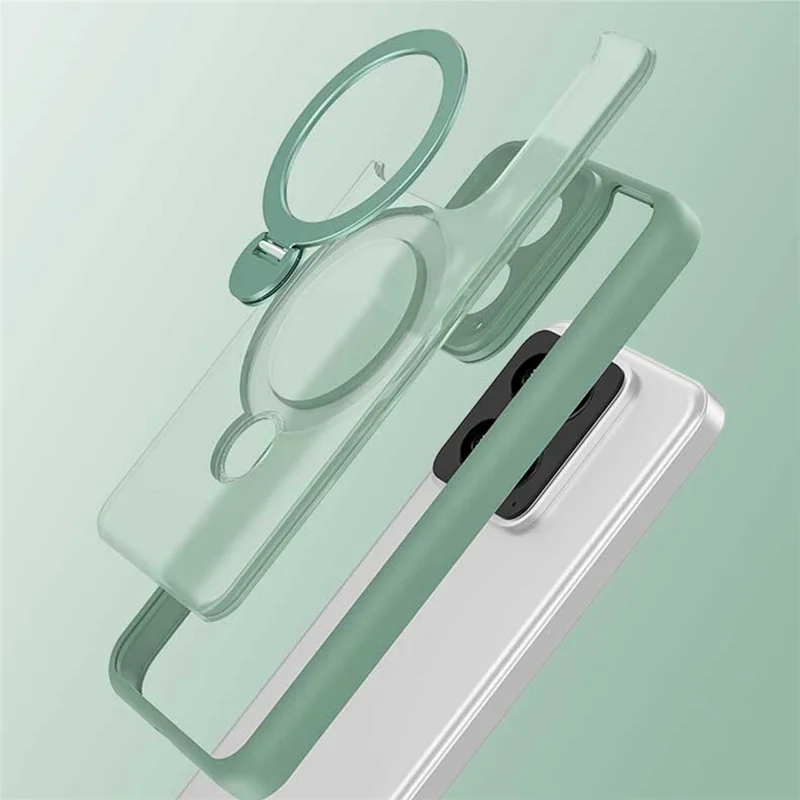 Magnetic Phone Case for Xiaomi 14 Ring Holder Kickstand PC+TPU Cover - Black