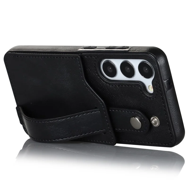For Samsung Galaxy S23 FE Case Anti-scratch RFID Blocking Wristband Kickstand Phone Cover - Black