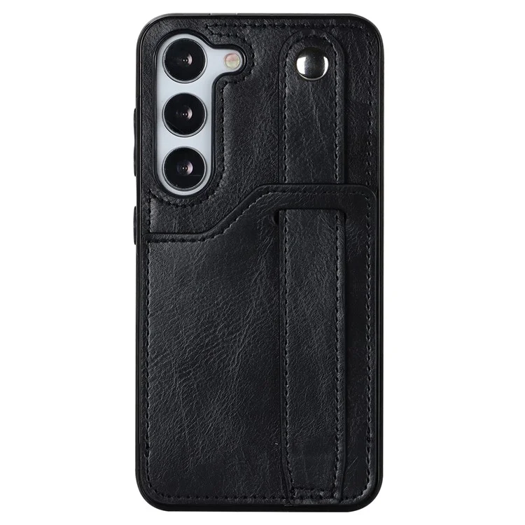 For Samsung Galaxy S24 Cell Phone Case Retro PU Leather Coated TPU RFID Blocking Cover - Black