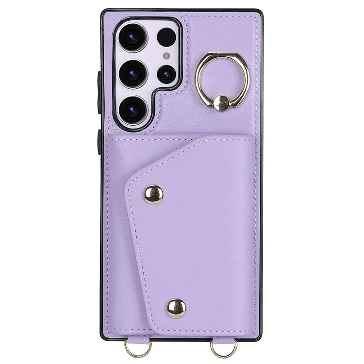 Para Samsung Galaxy S24 Ultra Case Wallet Zipper Anti-scratch PU Leather+TPU Phone Protector - Roxo
