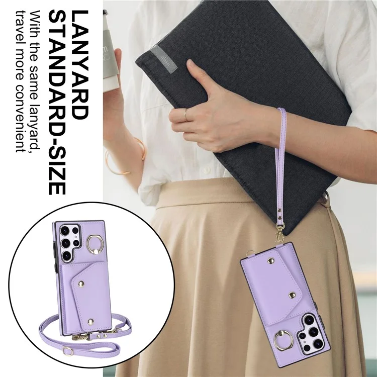 Para Samsung Galaxy S24 Ultra Case Wallet Zipper Anti-scratch PU Leather+TPU Phone Protector - Roxo