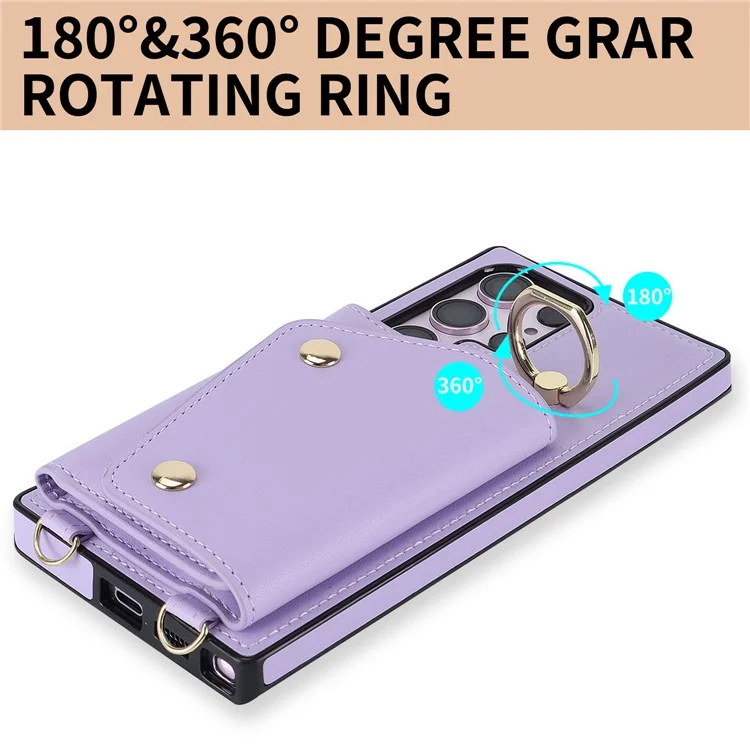 Para Samsung Galaxy S24 Ultra Case Wallet Zipper Anti-scratch PU Leather+TPU Phone Protector - Roxo