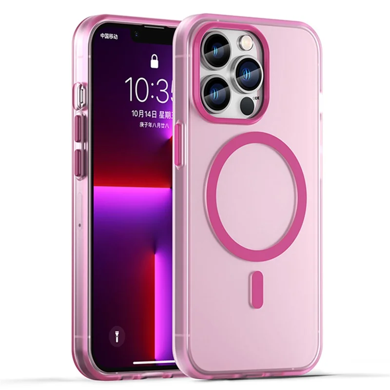 For iPhone 13 Pro Max Translucent Matte Phone Case Compatible with MagSafe - Pink