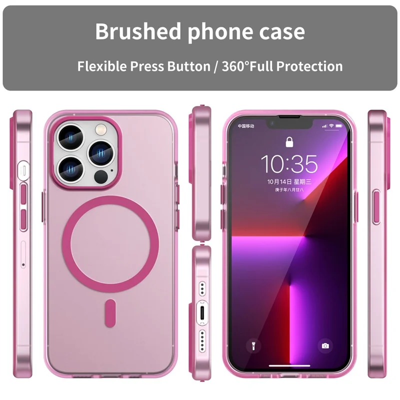 For iPhone 13 Pro Max Translucent Matte Phone Case Compatible with MagSafe - Pink