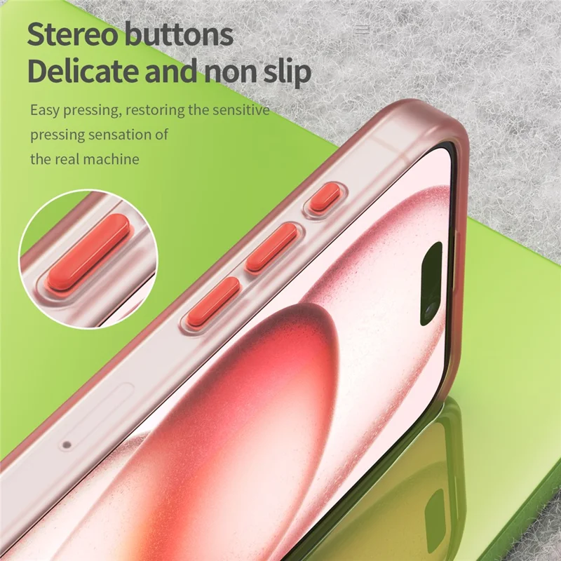 For iPhone 15 Pro Max Translucent Case Magnetic Phone Cover Compatible with MagSafe - Red