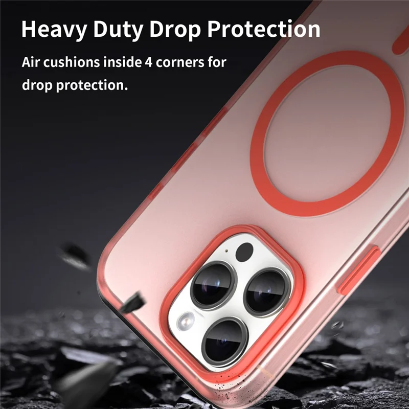For iPhone 15 Pro Max Translucent Case Magnetic Phone Cover Compatible with MagSafe - Red