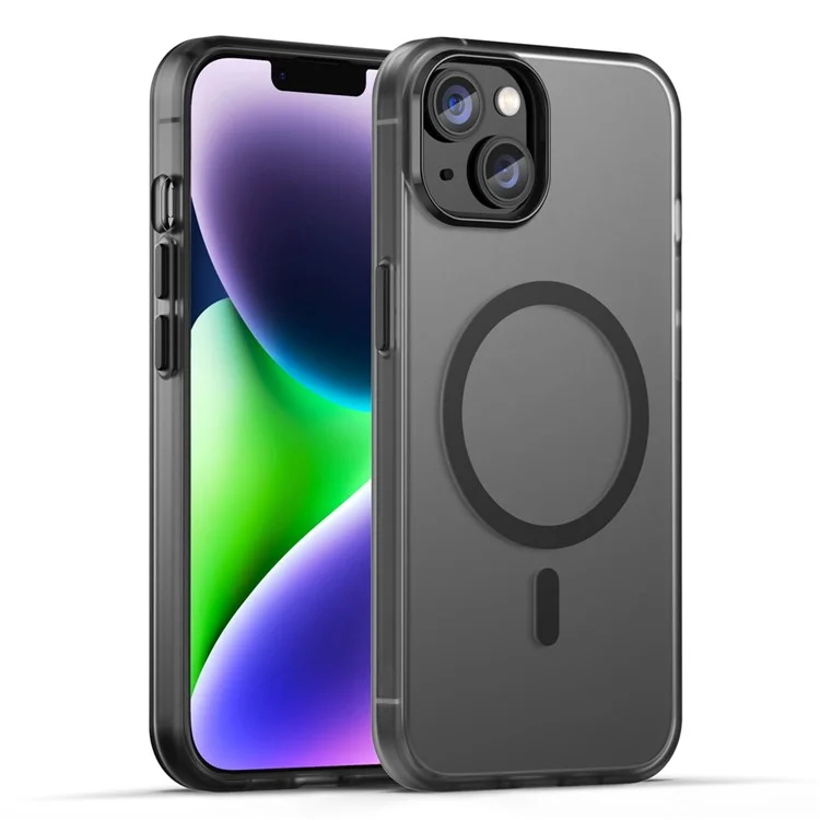 For iPhone 14 Translucent Phone Case Matte Design Compatible with MagSafe Wireless Charging - Black