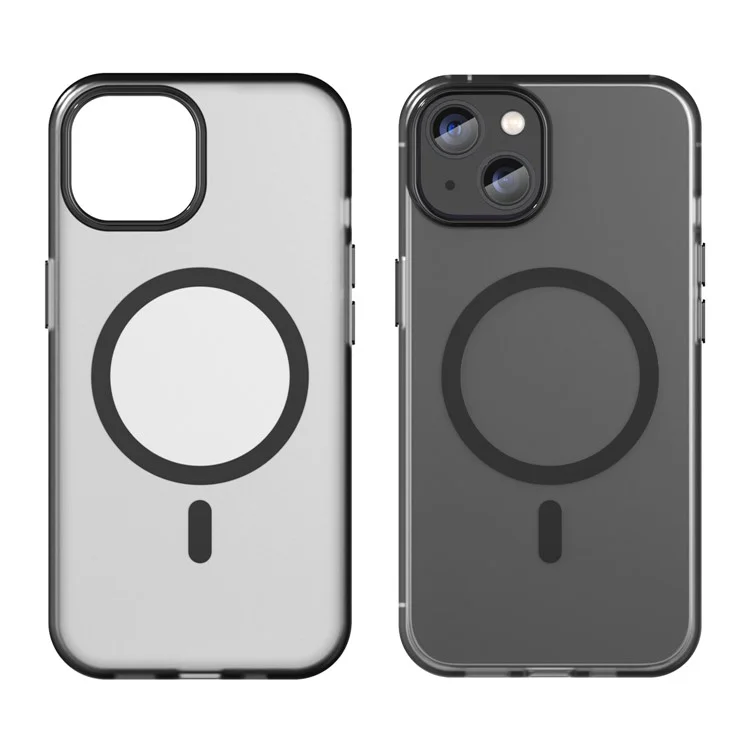 For iPhone 14 Translucent Phone Case Matte Design Compatible with MagSafe Wireless Charging - Black