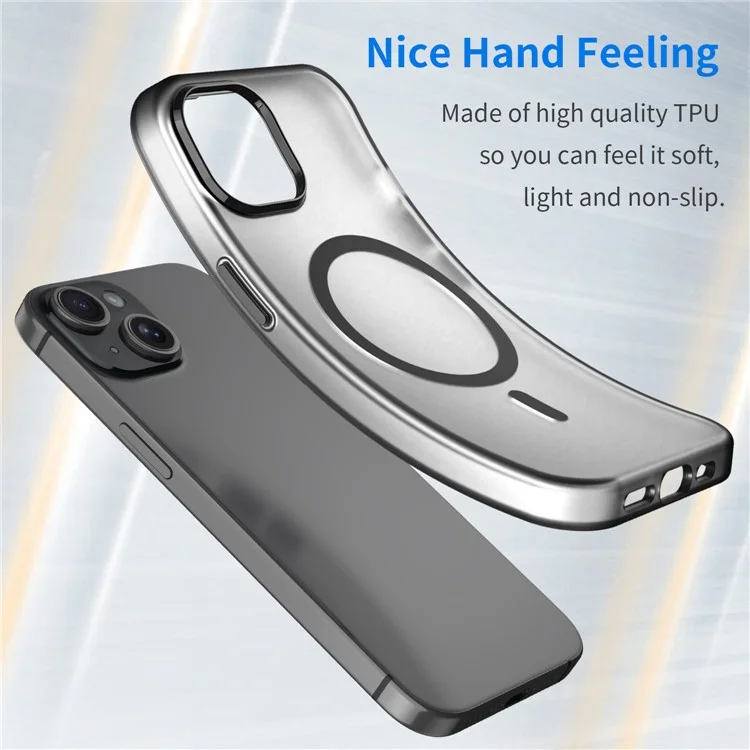 For iPhone 14 Translucent Phone Case Matte Design Compatible with MagSafe Wireless Charging - Black