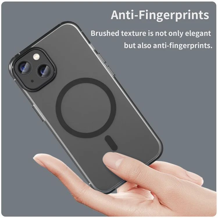 For iPhone 14 Translucent Phone Case Matte Design Compatible with MagSafe Wireless Charging - Black
