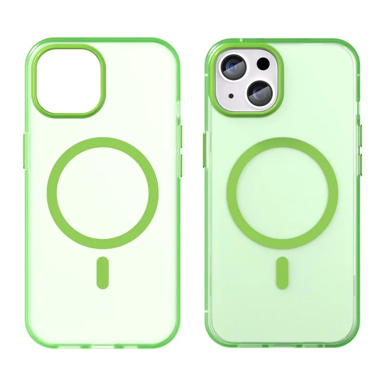 For iPhone 14 Translucent Phone Case Matte Design Compatible with MagSafe Wireless Charging - Fluorescent Green