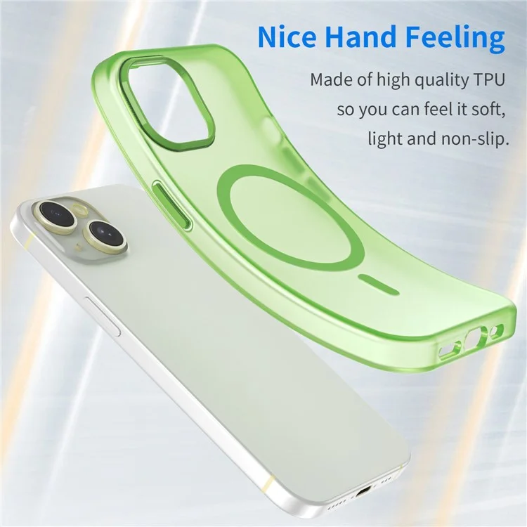 For iPhone 14 Translucent Phone Case Matte Design Compatible with MagSafe Wireless Charging - Fluorescent Green
