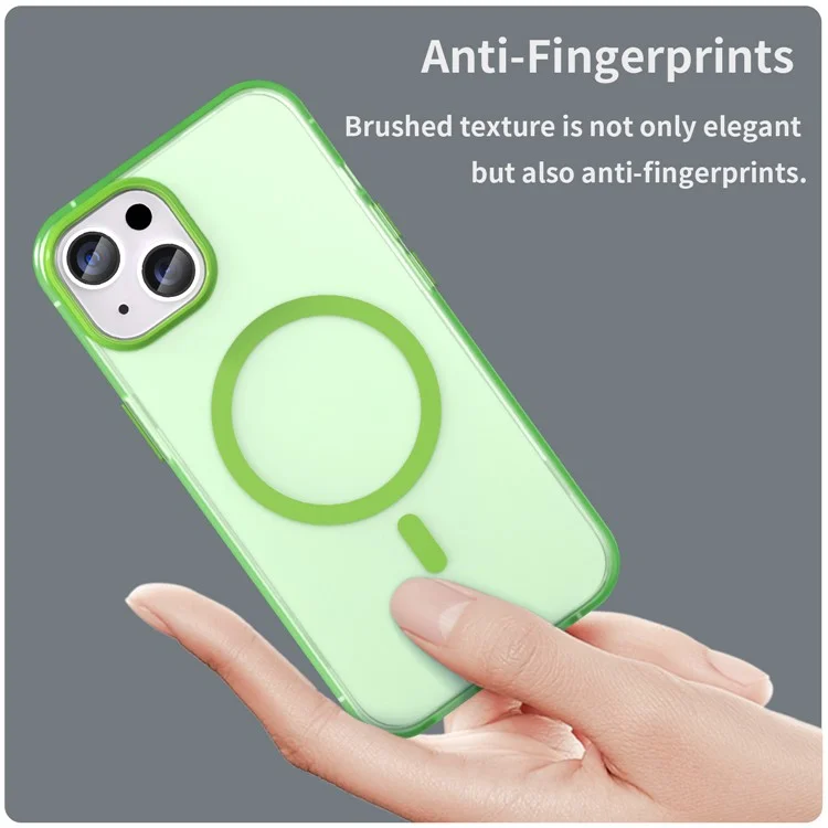 For iPhone 14 Translucent Phone Case Matte Design Compatible with MagSafe Wireless Charging - Fluorescent Green