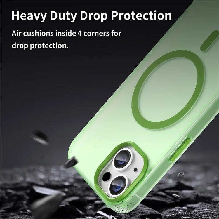 For iPhone 14 Translucent Phone Case Matte Design Compatible with MagSafe Wireless Charging - Fluorescent Green