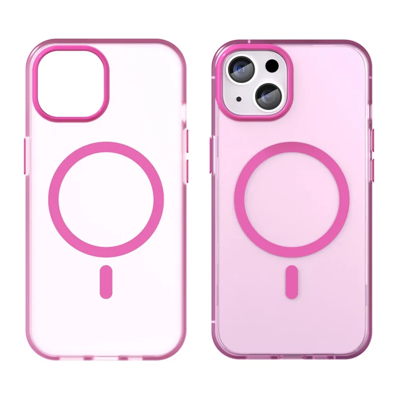 For iPhone 14 Translucent Phone Case Matte Design Compatible with MagSafe Wireless Charging - Pink