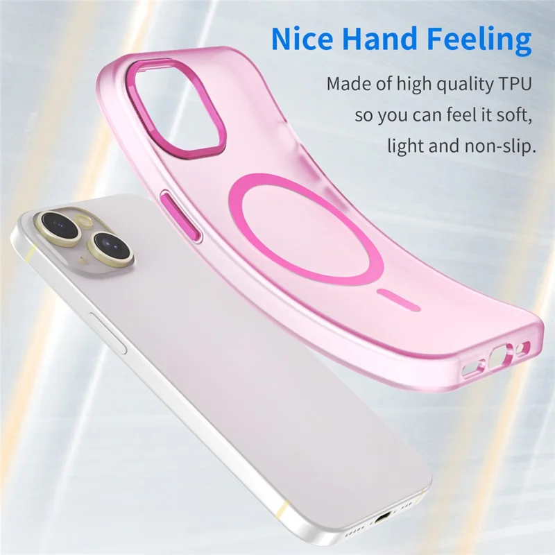 For iPhone 14 Translucent Phone Case Matte Design Compatible with MagSafe Wireless Charging - Pink