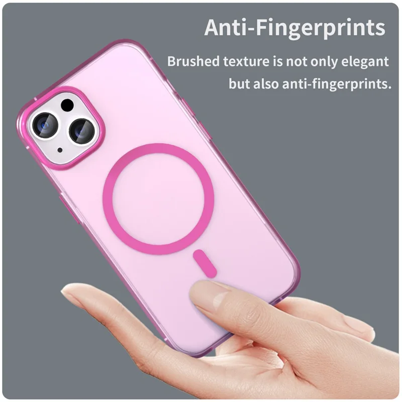 For iPhone 14 Translucent Phone Case Matte Design Compatible with MagSafe Wireless Charging - Pink