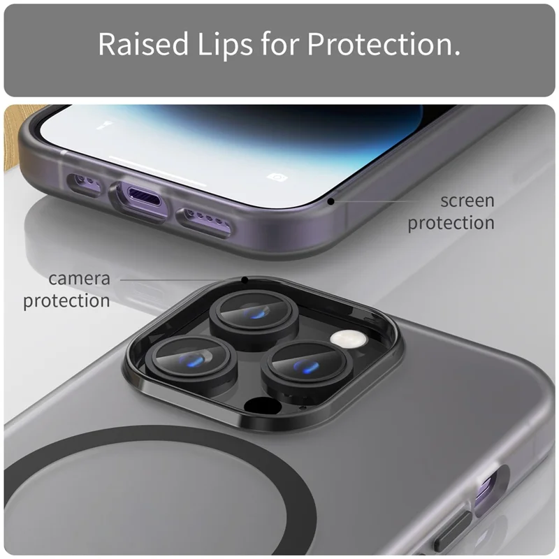 Für iPhone 14 Pro Translucent Matte Phone Case TPU + PC Anti-Scratch Cover - Schwarz