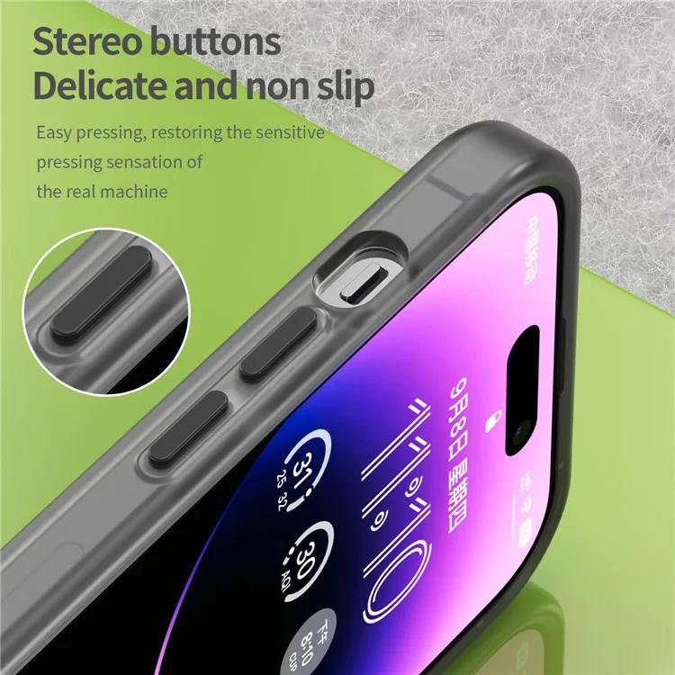 Für iPhone 14 Pro Translucent Matte Phone Case TPU + PC Anti-Scratch Cover - Schwarz