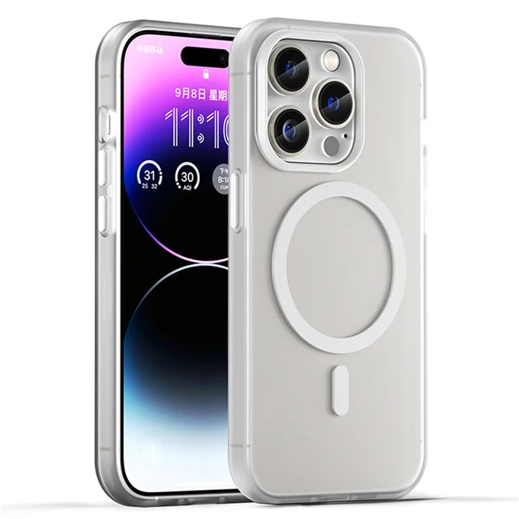 Magnetic Case for iPhone 14 Pro Max Compatible with MagSafe Translucent Matte Back Cover - White