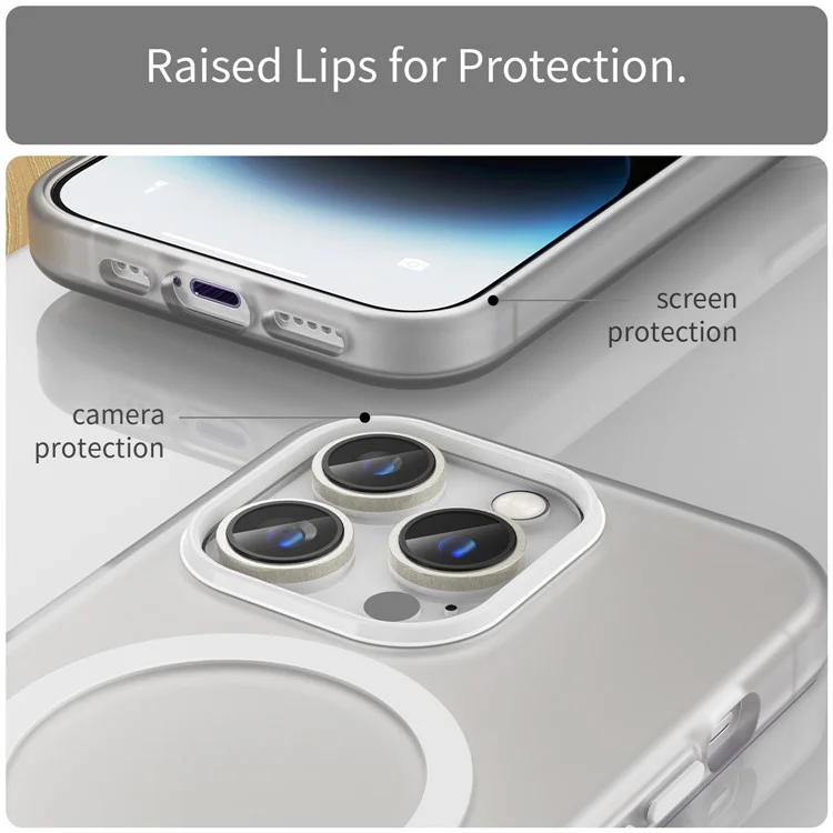 Magnetic Case for iPhone 14 Pro Max Compatible with MagSafe Translucent Matte Back Cover - White