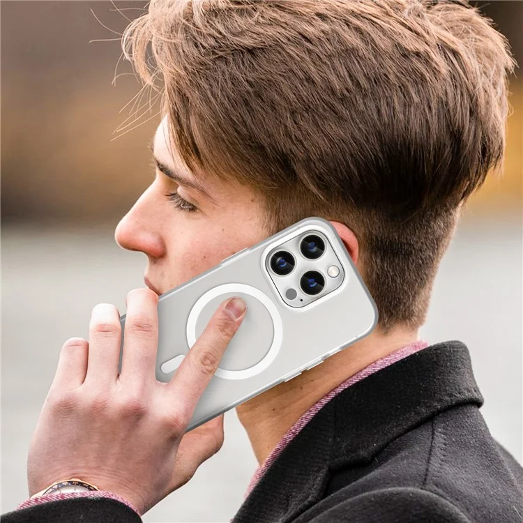 Magnetic Case for iPhone 14 Pro Max Compatible with MagSafe Translucent Matte Back Cover - White