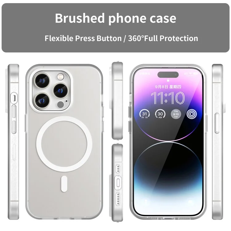 Magnetic Case for iPhone 14 Pro Max Compatible with MagSafe Translucent Matte Back Cover - White
