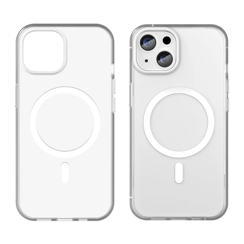 For iPhone 13 Frosted Back Case Drop Protection Phone Cover Compatible with MagSafe - White