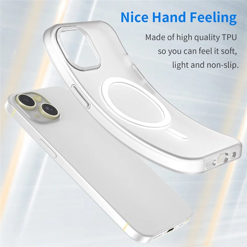 For iPhone 13 Frosted Back Case Drop Protection Phone Cover Compatible with MagSafe - White